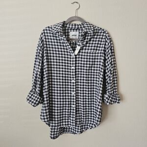 aerie Black & White Gingham Button-Up Shirt
